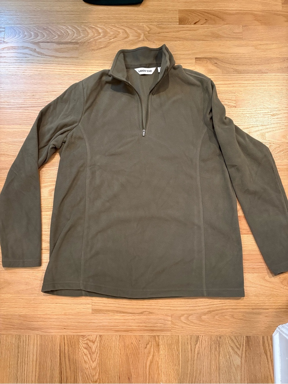 Lands' End Women’s Olive Quarter-Zip Fleece Pullover Sz L
